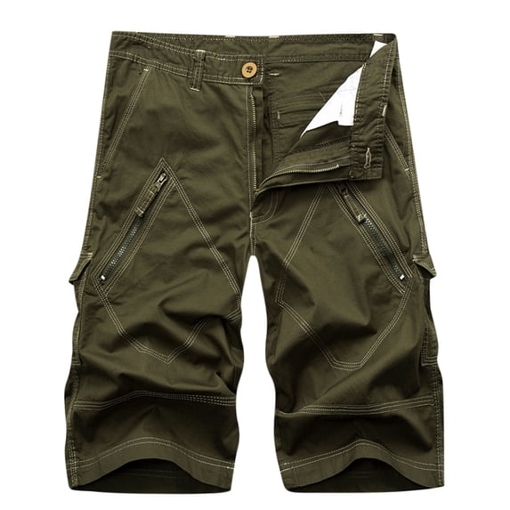 QATAINLAV Work Short for Men Casual Button Zip Waist Cargo Shorts 2025 Solid Color Shorts with Multi Pockets Outdoor Straight Leg Hiking Shorts Ofertas Flash Del Dia Army Green 5XL