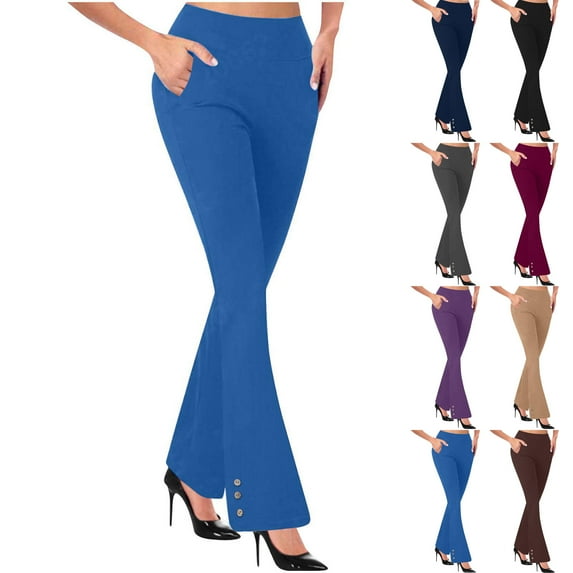 QATAINLAV Work Slacks for Women 2025 High Waist Office Dress Petite Yoga Pants Business Casual Outfits Solid Color Trousers with Pockets Navy XXL Gifts for Mom