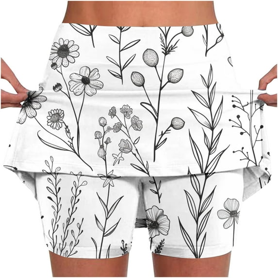 QATAINLAV Workout Joggers Skorts Women Plus Size Tennis Skirts Fashion Printed Bottoming Skirt Pants Casual Milk Silk Soft Athletic Yoga Culottes 50 Percent off Deals Today White 4XL