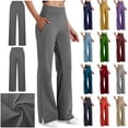thumbnail image 1 of QATAINLAV Yoga Dress Work Pants for Women Stretch Business Casual Office Slacks with Pockets High Waisted Wide Leg Side Slits Pull On Trousers Beige XL, 1 of 7