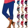 thumbnail image 1 of QATAINLAV Yoga Leggings for Women Solid Casual High Waist Capri Pants Comfy Stretchy Workout Compression Capris Lace Trim Cropped Leggings Black S Lightening Sale, 1 of 5