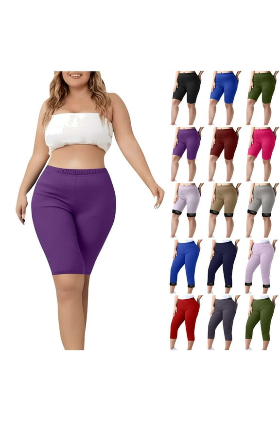 Yoga Shorts for Women High Waist Plus Size Biker Shorts Gym Compression Tummy Control Workout Shorts 5 Inch Athletic Shorts Blue XXXL Prime Today