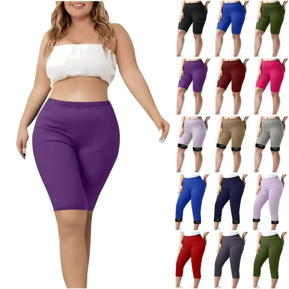 QATAINLAV Yoga Shorts for Women High Waist Plus Size Biker Shorts Gym Compression Tummy Control Workout Shorts 5 Inch Athletic Shorts Dark Blue XL Todays Sale