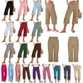 thumbnail image 1 of QATAINLAV Capri Pants for Women Summer Lightweight Cotton Linen Cropped Trouser Drawstring Side Slits Wide Leg Capris Coffee XL, 1 of 9
