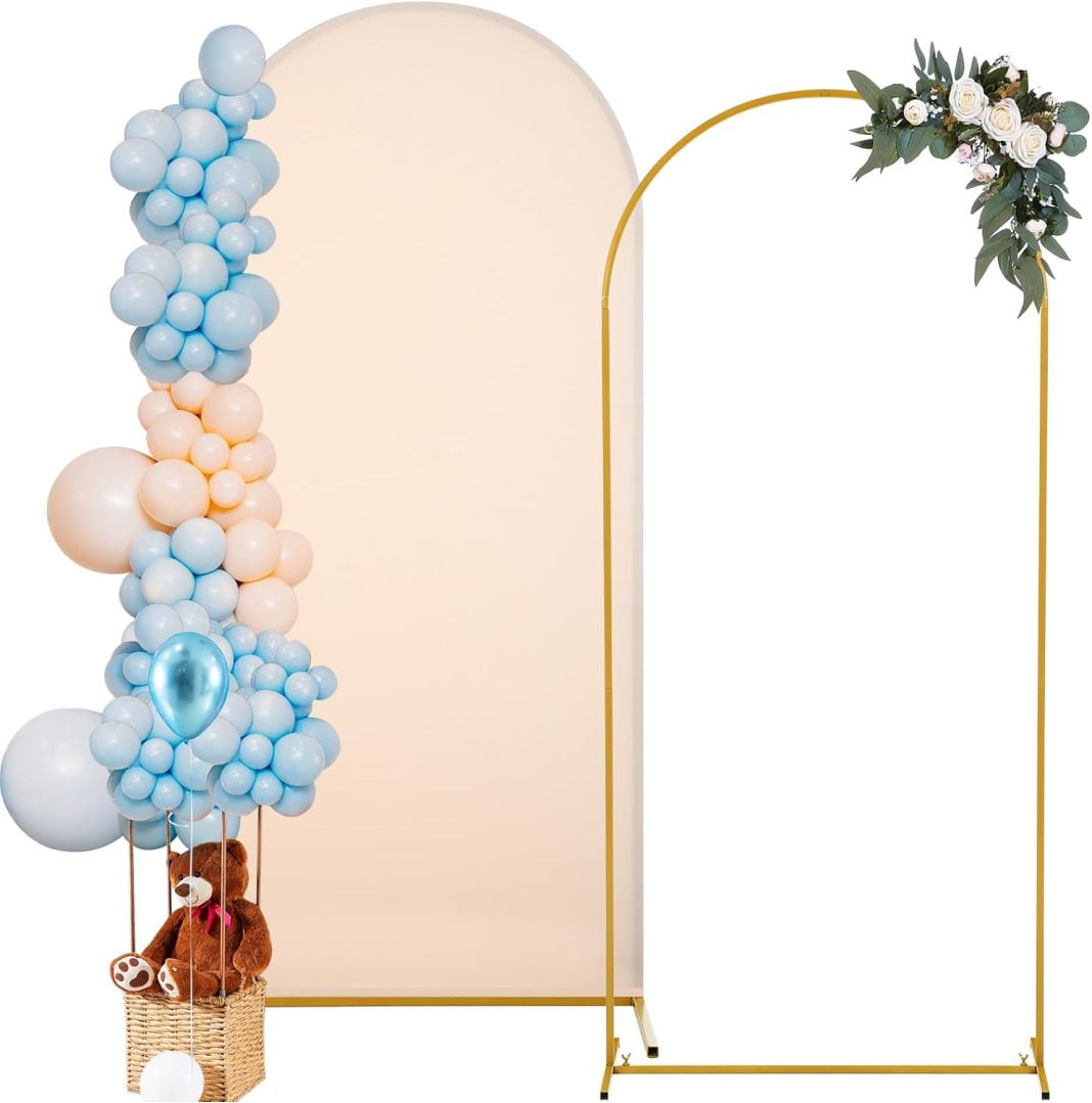 Wedding Arch Backdrop Stand Set Of 3 White Metal Arched Backdrop Stand 7.2FT & 6 - View #5