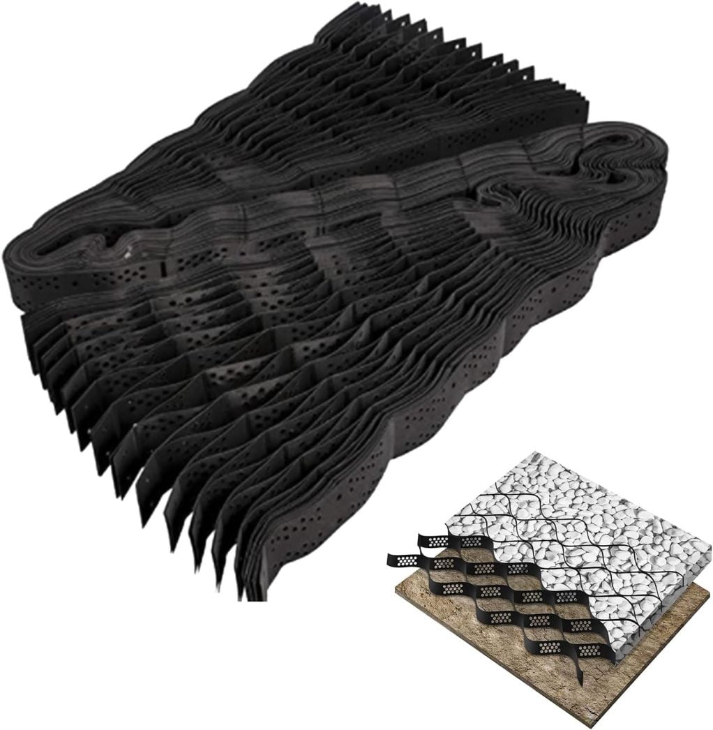 QATZ 9x17 FT Gravel Ground Grid-2Inch Thick Geo Grid Driveway Stabilization Grids, Expansion Foldable Geocell Ground Grid for Landscaping Parking Lots Garden,Yard