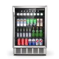 thumbnail image 1 of QAUSOU 24 Inch Beverage Refrigerator Cooler with Glass Door and Powerful Cooling Compressor, Built-in/Freestanding Drink Fridge, 1 of 8