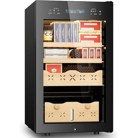 QAUSOU 85L Electric Cigar Humidor,700 Counts Large Capacity,Intelligent Temperature & Humidity Control & Spanish Cedar Wood