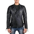 thumbnail image 1 of QAWACH Black Color Pure Lambskin Leather Winter Vintage Motorcycle Biker Moto Riding & Racing Jacket For Men XLS Size, 1 of 3