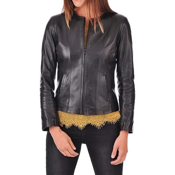 QAWACH Black Color Women Leather Jacket - Lambskin Winter Vintage Motorcycle Biker Jacket, Moto Riding & Racing Jackets M Size NB-Wj02