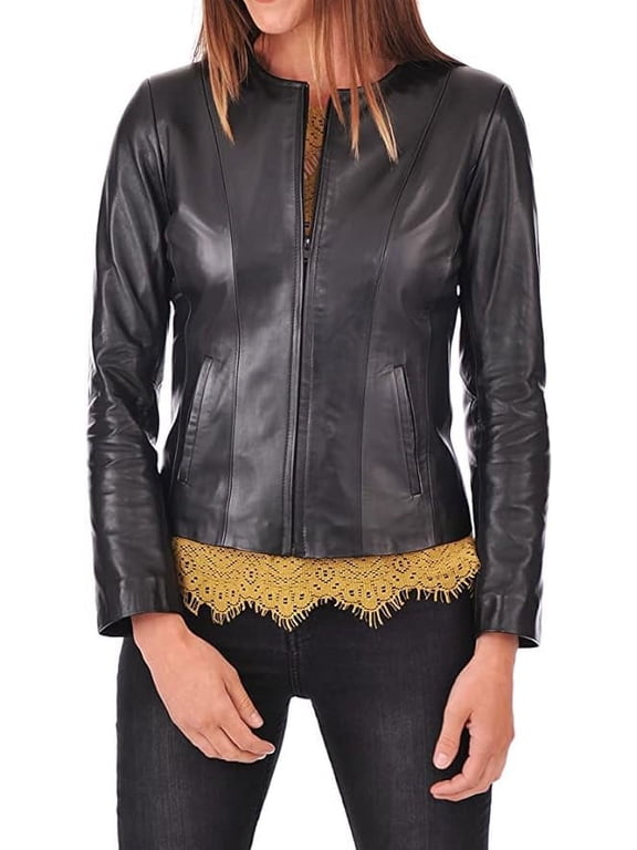 Black Color Women Leather Jacket - Lambskin Winter Vintage Motorcycle Biker Jacket, Moto Riding & Racing Jackets XS Size NB-Wj02