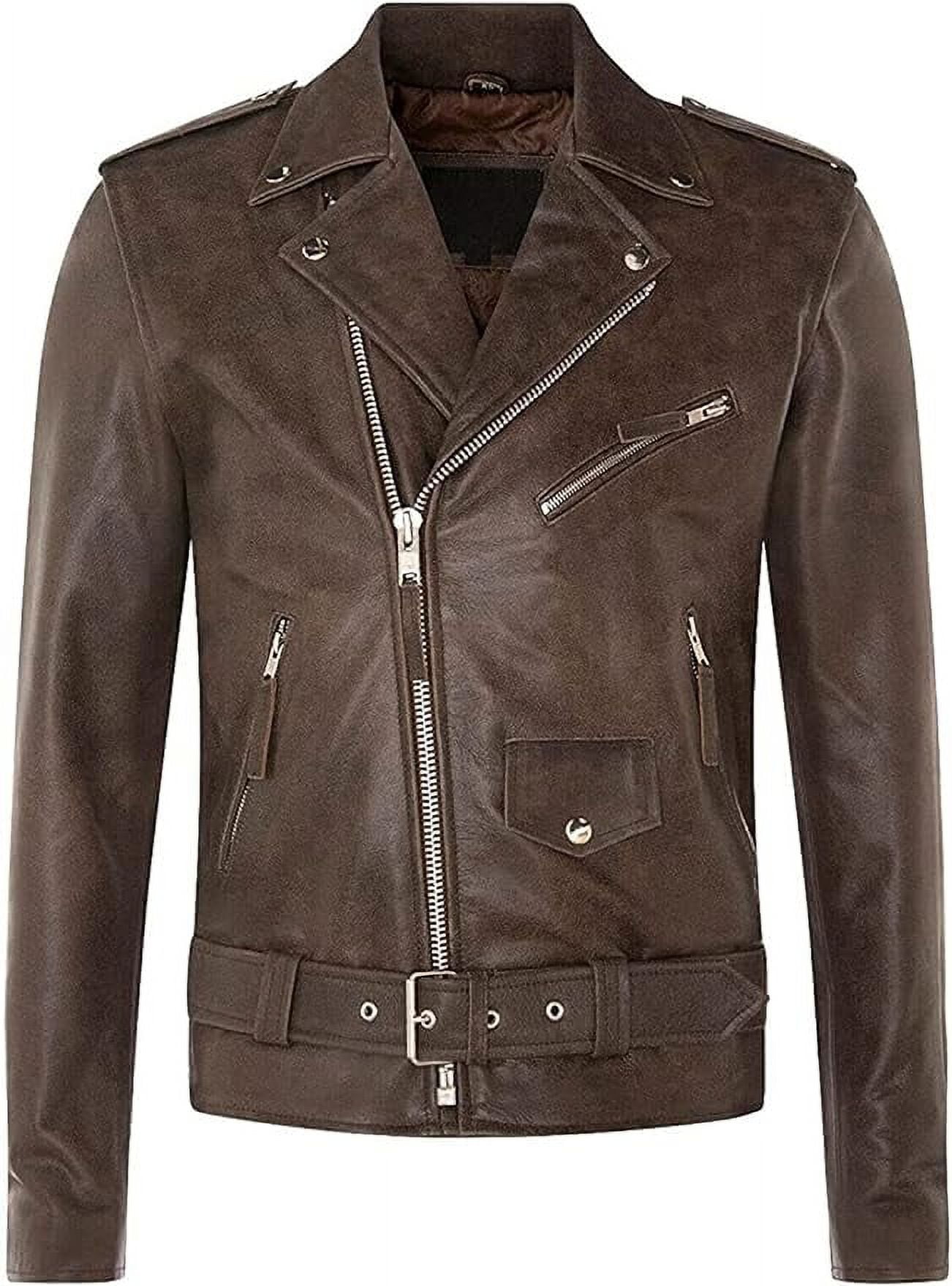 QAWACH Heren leren jas - lamsleer winter vintage motorfiets QAWACH Heren leren jas - lamsleer winter vintage motorfiets