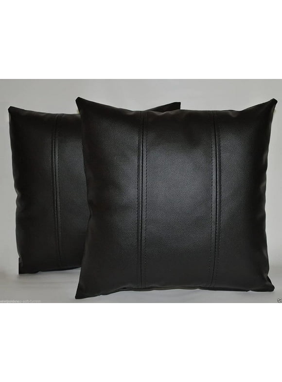 QAWACH Lambskin Leather Pillow Cover - Sofa Cushion Case - Decorative Throw Covers for Living Room & Bedroom