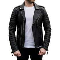 QAWACH Men Leather Jacket - Lambskin Winter Vintage Black Color Motorcycle Biker Jacket, Moto Riding & Racing Jackets XS Size NBWJ02b