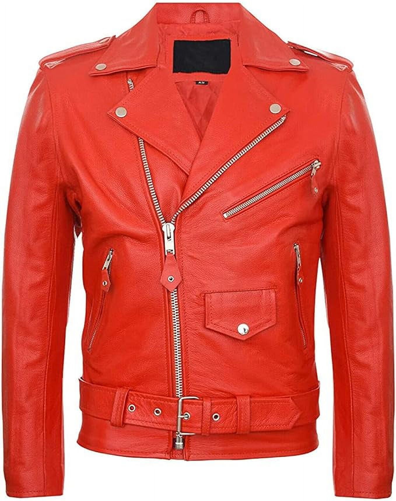 QAWACH Red Color Pure Lambskin Leather Winter Vintage Motorcycle Biker Moto Riding & Racing Jacket For Men XXL Size NBMJ-03