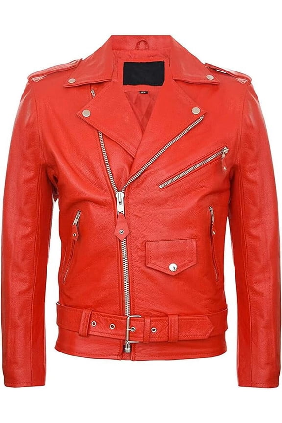 Red Color Pure Lambskin Leather Winter Vintage Motorcycle Biker Moto Riding & Racing Jacket For Men XXXL Size NBMJ-03