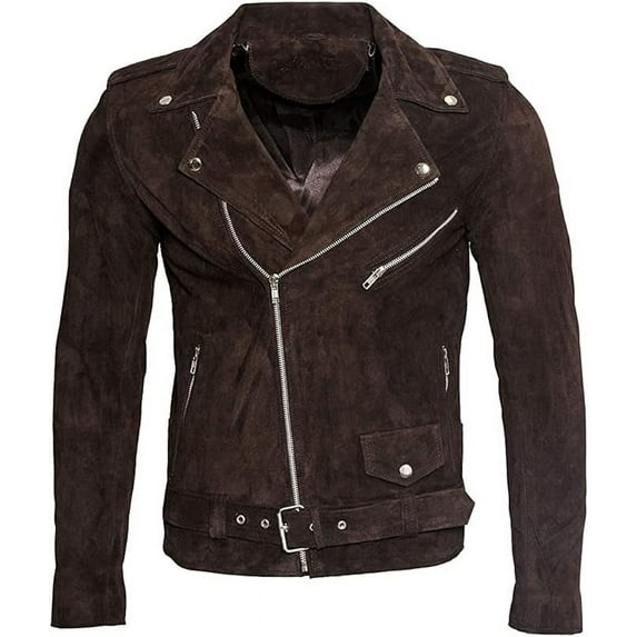 QAWACH Seude Brown Color Pure Lambskin Leather Winter Vintage Motorcycle Biker Moto Riding & Racing Jacket For Men M Size NBMJ-02