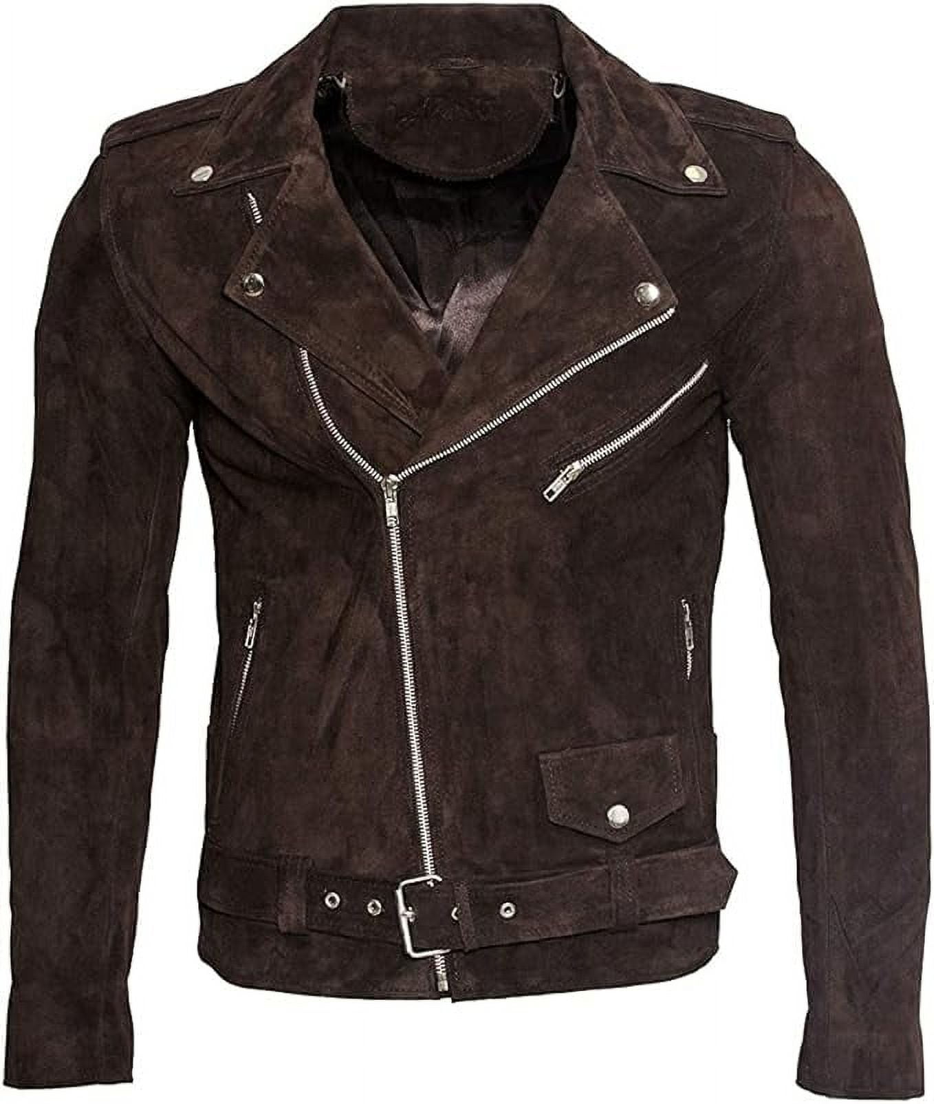 QAWACH Seude Brown Color Pure Lambskin Leather Winter Vintage ...