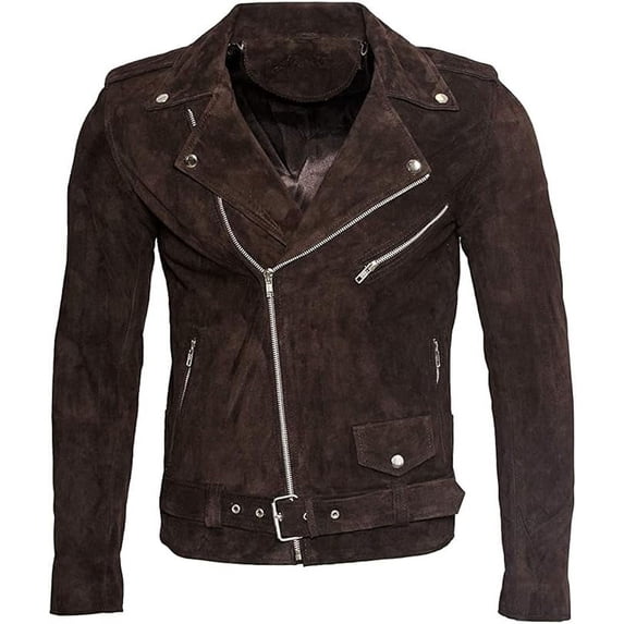 QAWACH Seude Brown Color Pure Lambskin Leather Winter Vintage Motorcycle Biker Moto Riding & Racing Jacket For Men XS Size NBMJ-02