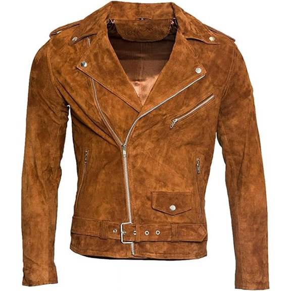 QAWACH Seude Tan Color Pure Lambskin Leather Winter Vintage Motorcycle Biker Moto Riding & Racing Jacket For Men XXXL Size