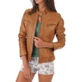 thumbnail image 1 of QAWACH Women Leather Jacket - Lambskin Winter Vintage Light Brown Color Motorcycle Biker Jacket, Moto Riding & Racing Jackets XXL Size, 1 of 4