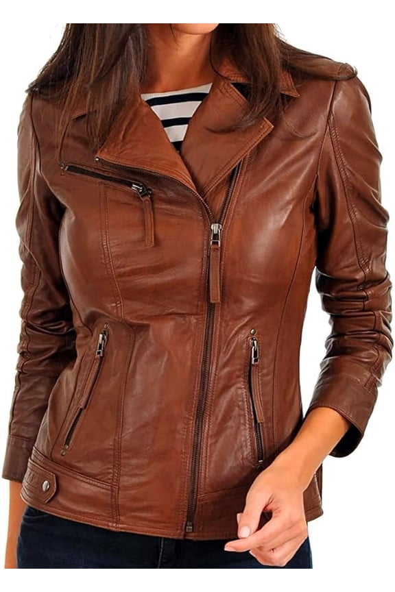 Women Leather Jacket - Lambskin Winter Vintage Motorcycle Biker Jacket, Moto Riding & Racing Jackets XL Size NB-WJ01