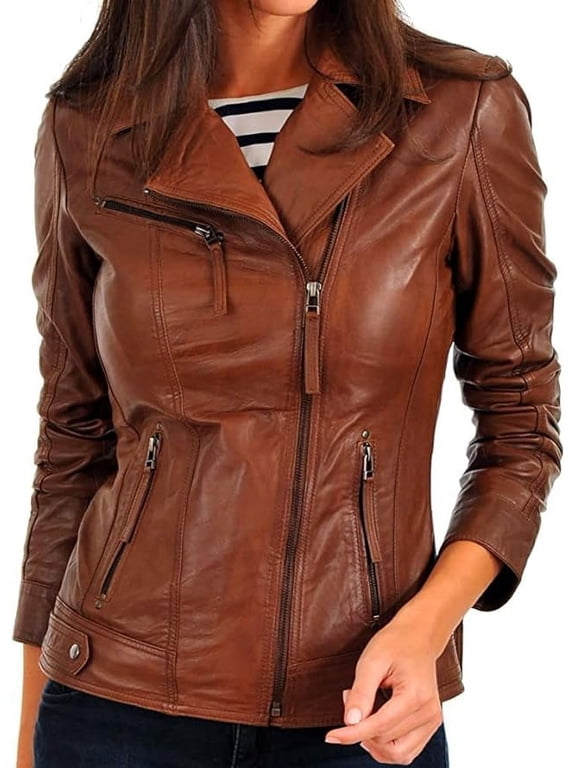 Women Leather Jacket - Lambskin Winter Vintage Motorcycle Biker Jacket, Moto Riding & Racing Jackets XXL Size NB-WJ01