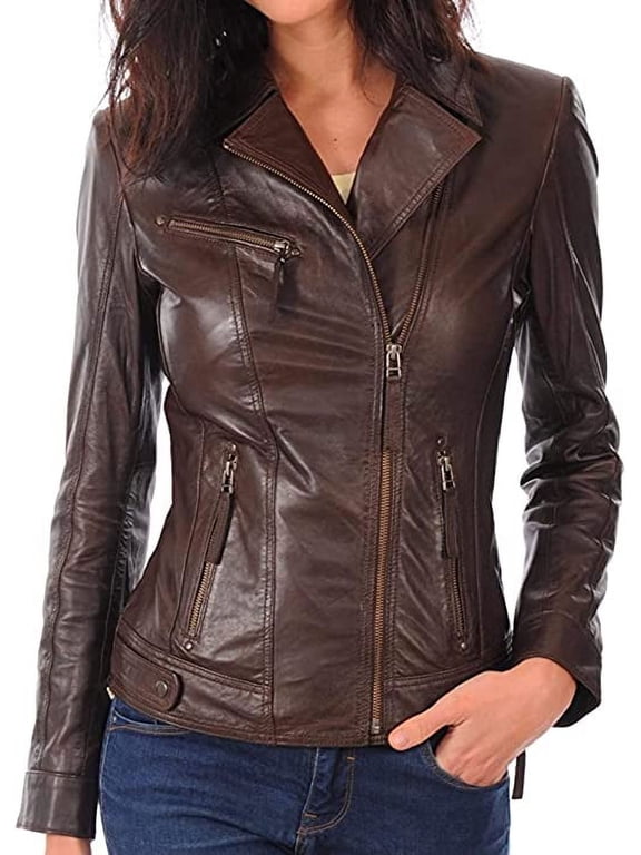 Women Leather Jacket - Lambskin Winter Vintage Motorcycle Biker Jacket, Moto Riding & Racing Jackets