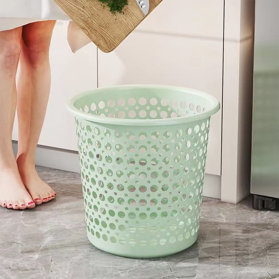 QAWAEY Garbage Can Trash Can Office Waste paper Bin Perforated Trash Can Garbage Can Wastebaskets For Bathroom Bedroom Office Kitchen Small Space Living Trash Bin(Q,Plastic)