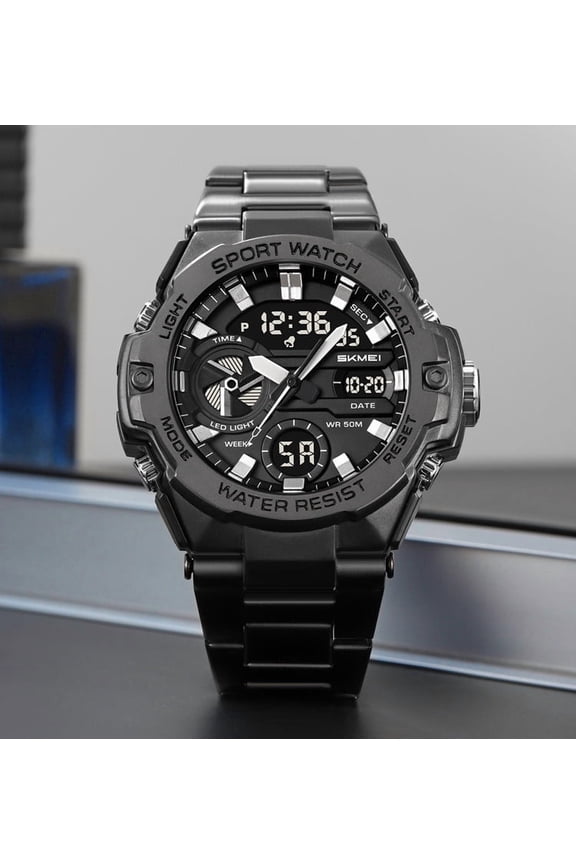 Men's Outdoor Sports Digital Watch Waterproof With Luminous Display Suitable For Hiking Camping Running Swimming And Other Sports(V,metal)