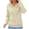 thumbnail image 1 of QAWAEY Womens Hoodies,Solid Color Waffle Long Sleeve Hooded Drawstring Sweatshirts Sweaters Tops,Fall Winter Classic Warm Hoody Sweatshirtss with Large Kangaroo Pockets Womens Sportwear,Size 8-16, 1 of 6