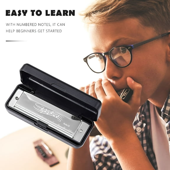 QAYOZ 10 Hole 20 Tone Harmonica Portable Harmonica Adults Gift Musical Instruments Supplies