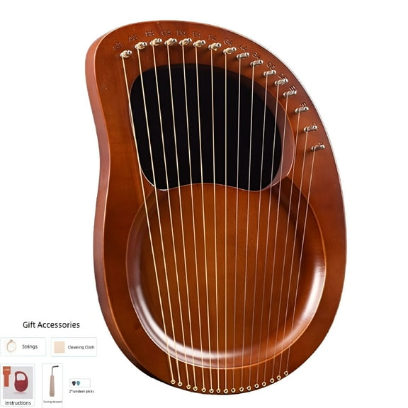 QAYOZ 19 String Harp Lyre With Tune Wrench Spare Strings 2 Random Picks