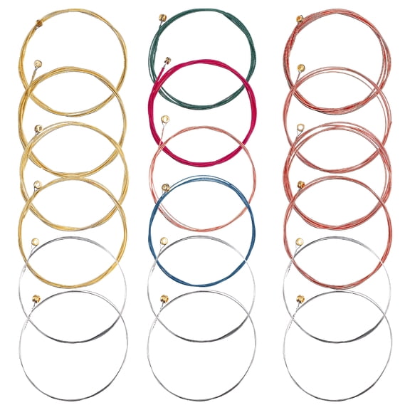 QAYOZ 3 Sets of 18 Guitar Strings, Replacement String for Acoustic Guitar, Guitar Accessories Gift for Acoustic Guitar Beginners or Performers (1 Brass Set, 1 Copper Set and 1
