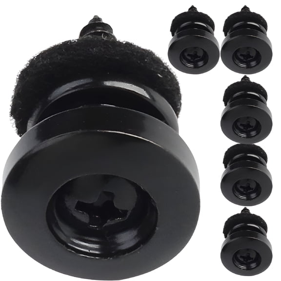 QAYOZ 6 Pcs Guitar Strap Button Accessories Bass Straps Pegs Instrument Buckles Locking Pin Black Retainer