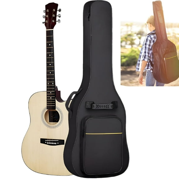 QAYOZ For 38 40 41 Inch Guitar Bag with Adjustable Strap, Acoustic Guitar Bag Waterproof Guitar Case Gig Bag Black