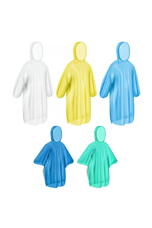 Rain Poncho Family Pack, Multicolor, 5 Pack