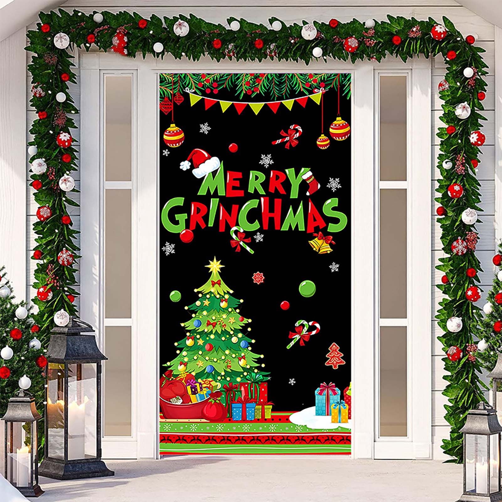 QAZXD Christmas Decorations Christmas Door Cover,Christmas Door