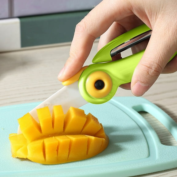 QAZbgd Foldable Ceramic Fruit Knife | Green, Pink, or Blue | Compact Kitchen & Travel Knife for Peeling & Slicing Vegetables | 1 Pack