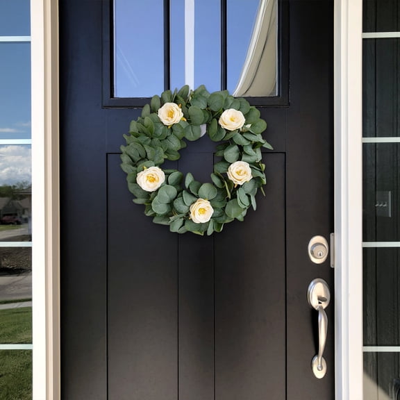 QAZbgdl 2-Pack Transparent Wreath Hooks for Doors | Strong Adhesive, No-Tool Installation, Weather-Resistant & Reusable Clear Rosette Hooks