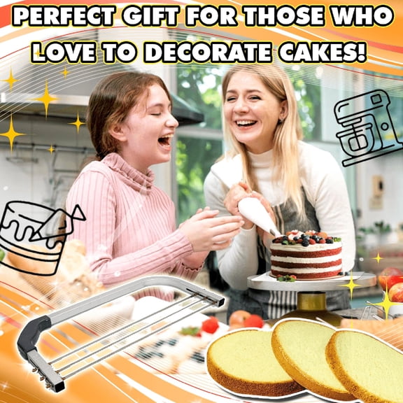 QAZbgdl Adjustable Cake Leveler Cutter with 3 Blades for Layer Slicing Baking Decorating Tool | Stainless Steel Saw Blade Cake Slicer for Even Splitting Layered Cakes | Home Baking Pastry Cooks