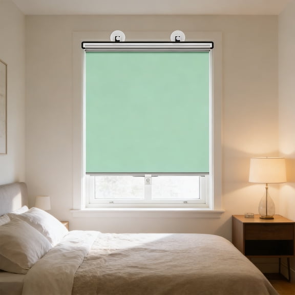 QAZbgdl Adjustable Roller Window Shade | No-Drill Mounting with Suction Cups | Light Blocking | 19.6x49.2 in | 1-Pack