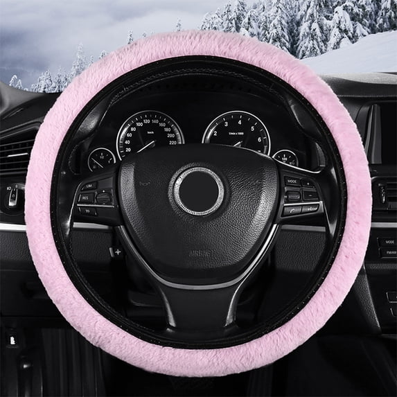 QAZbgdl Elastic Stretch Steering Wheel Cover 14-15 Inches - Soft Warm Non-Slip Cloth Car Steering Wheel Protector - Universal Fit for Vehicles - Sweatproof Breathable Grip Cover for Winter Driving