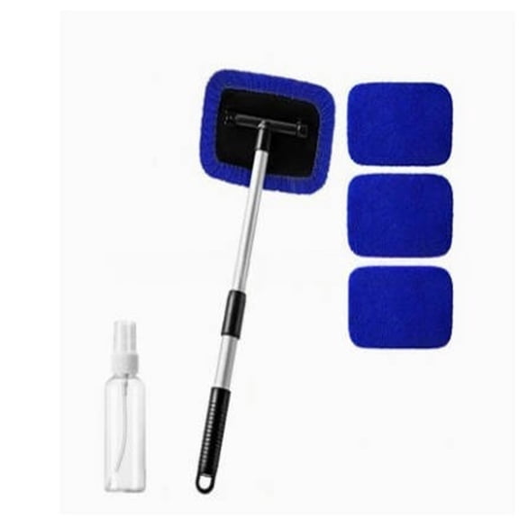 QAZbgdl Extendable Car Windshield Cleaner Brush with 180° Rotating Head & Demister Tool | 4 Reusable Washable Pads for SUV RV Truck Window Cleaning Kit