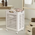thumbnail image 1 of QAZbgdl Foldable Laundry Basket with Wheels and Handle | Portable Dirty Clothes Hamper | Multi-Purpose Toy Storage Basket | Plastic Laundry Cart for Bedroom Bathroom | Space Saving Collapsible, 1 of 6