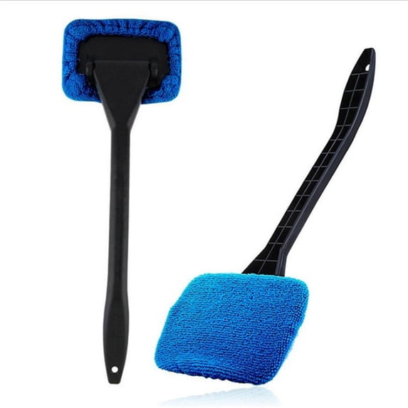 QAZbgdl Long Handle Windshield Cleaner with Microfiber Pad | 13-Inch Car Wiper Tool for Windows & Mirrors | Multipurpose Glass Cleaning Brush for Home & Auto