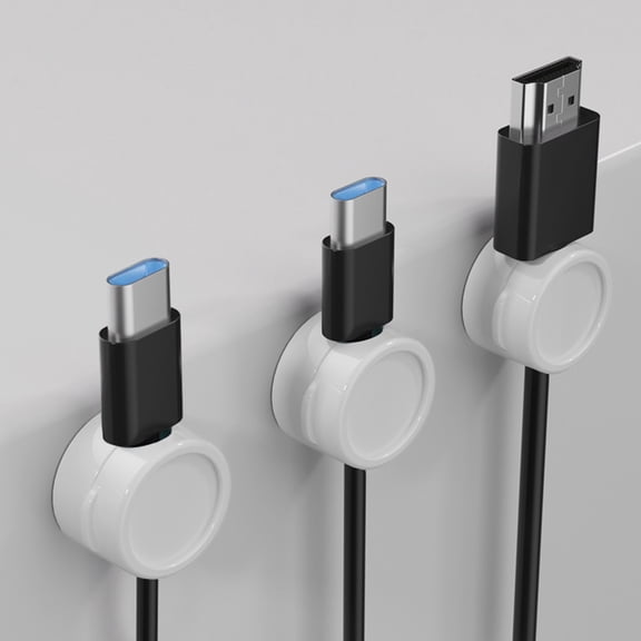 QAZbgdl Magnetic Cable Organizer | 3-Pack Circular Cord Holder for Phone Charging & Data Cables | Desktop Storage Rack | Black, Blue, Orange, White