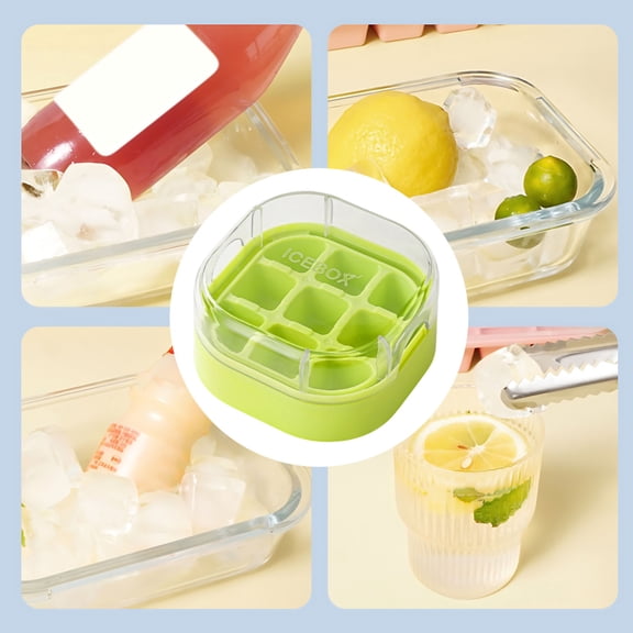QAZbgdl Mini Ice Cubes Tray 9 Cell - Press One Second Quick Release Ice Box - Portable Small Ice Maker for Home Kitchen Freezer - Food Grade Plastic Ice Cubes Molds for Water Coffee Cocktail