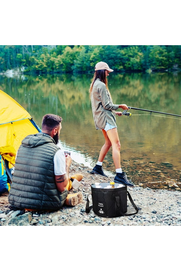 Outdoor Folding Bucket | Portable Collapsible Water Bucket for Camping, Fishing, Picnic & Travel | Leakproof 500D Tarpaulin | 1 Pack