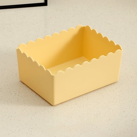 QAZbgdl Plastic Desktop Storage Box | Cosmetic Organizer Basket | Household Small Item Container | Stationery Makeup Brush Organizer | Desk Accessory Holder for Home Office Kitchen | 2 Size Set